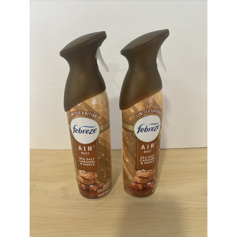 2 Pack Febreze Sea Salt Caramel & Maple Air Refresher Spray NEW Fall 2024 8.8 oz